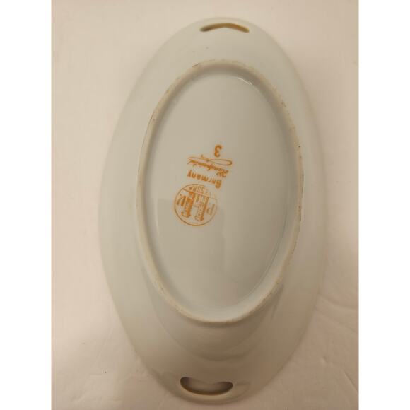 PV Vessra Porcelain Vintage Hand Painted 3 Piece Set Pickle Dish Oval Floral - Picture 7 of 12